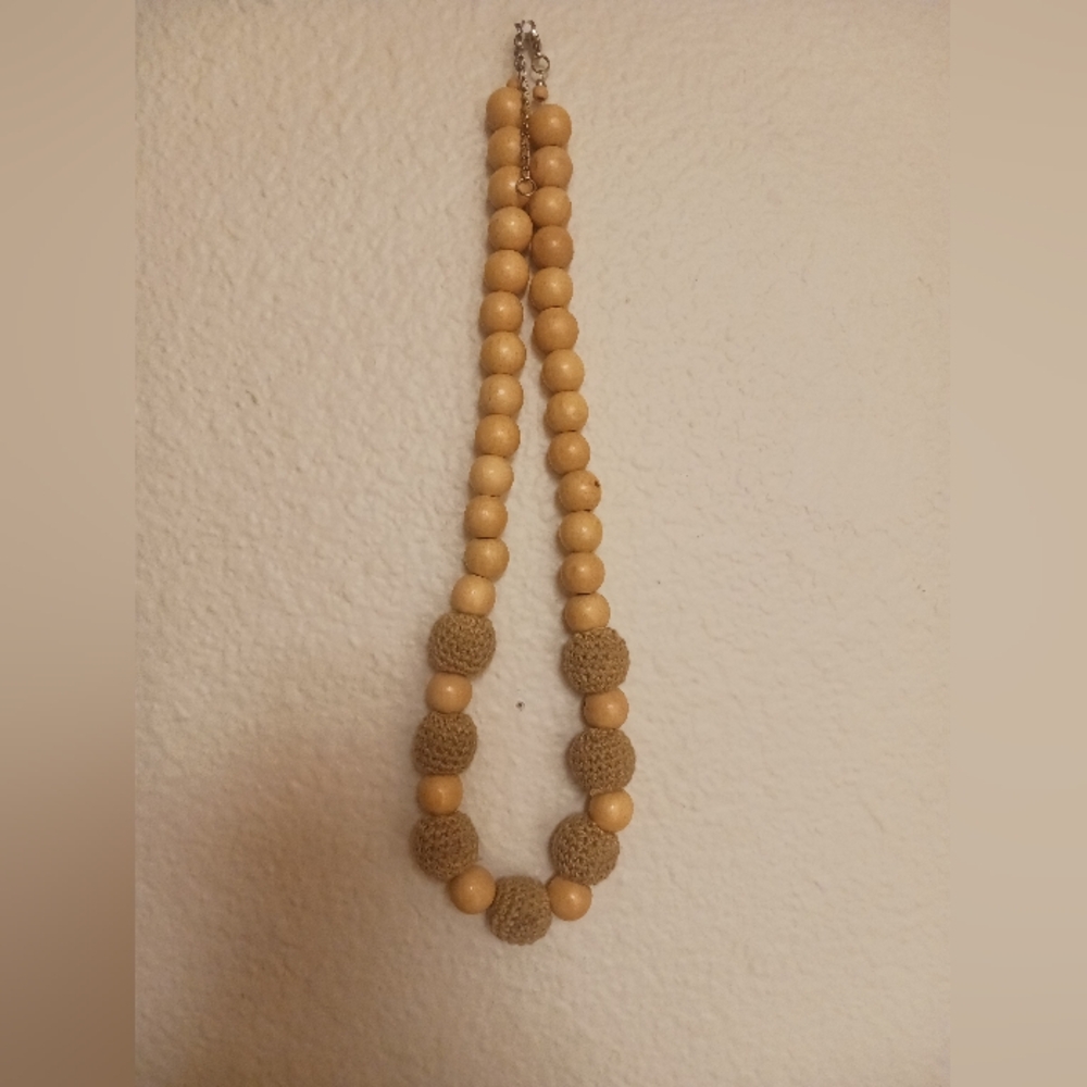 Elegant Wood Beaded Necklace
